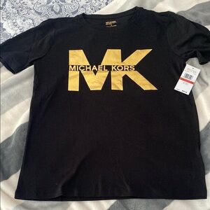 NWT Michael Kors Black Tee with Gold Logo size XS